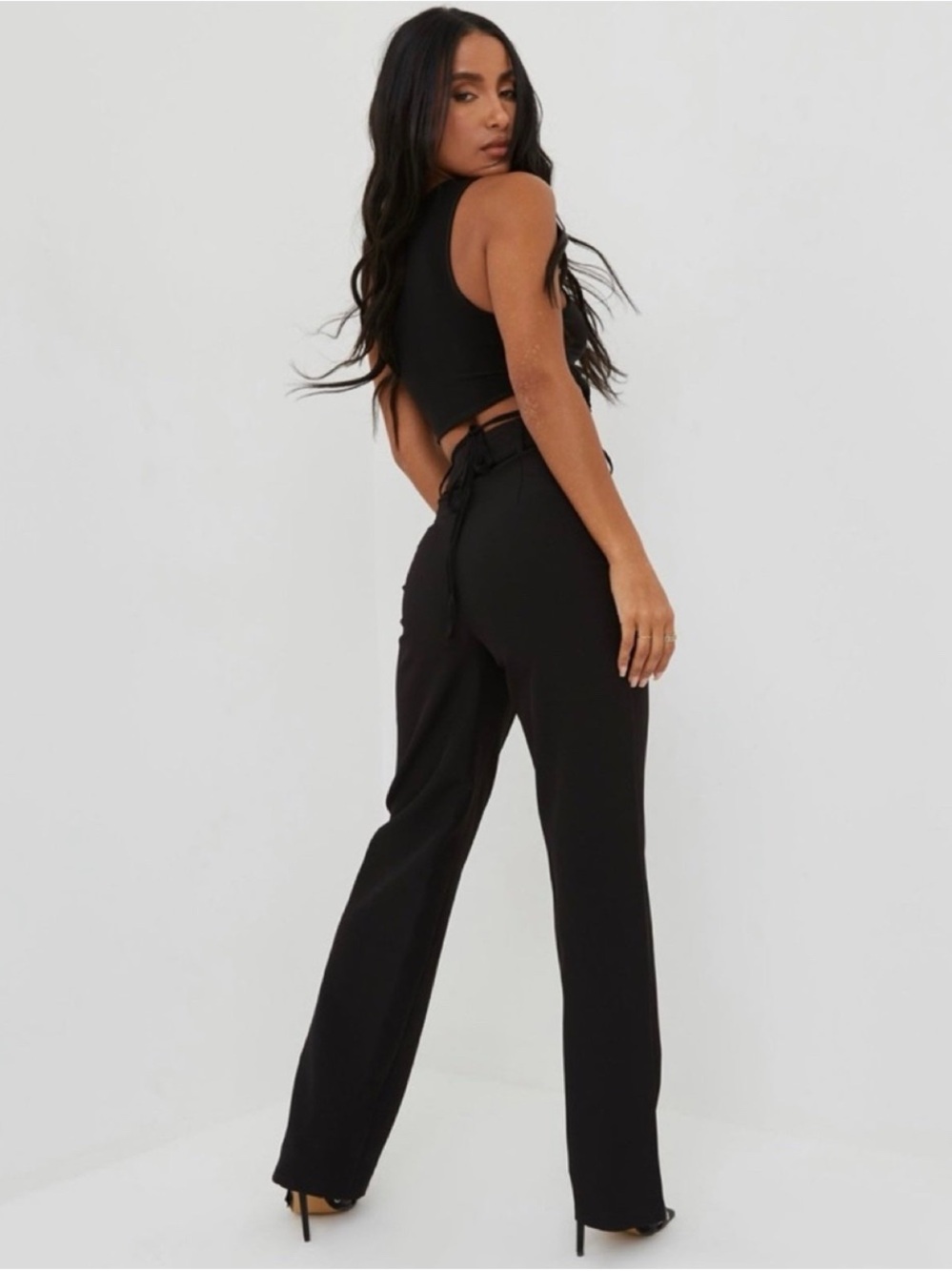 EGO Black Straight-Leg High-Rise Trousers US 2
